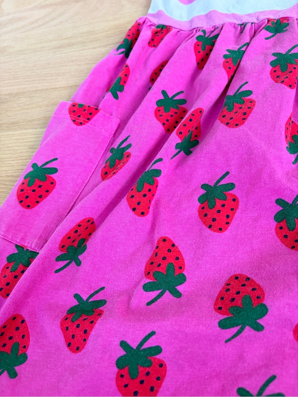 Hanna Andersson Strawberry Mixie Pocket Dress Pink Girls Size 8 130 - Picture 3 of 4